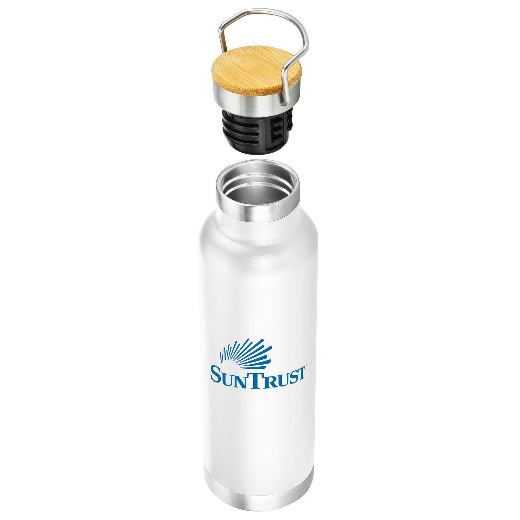 22oz. Slim Stainless Steel Vacuum Bottle with Bamboo Lid 1