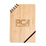 A5 Corner Spiral Bound Journal Book w/Bamboo Cover - Bamboo Brown Logo Front A5 Corner Spiral Bound Journal Book w/Bamboo Cover - Bamboo Brown Logo Front
