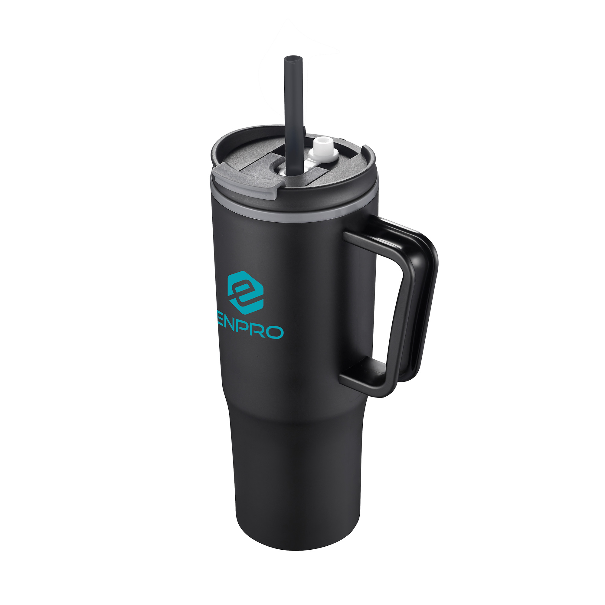 30 Oz. Double Wall Mug w/Handle and Straw 1