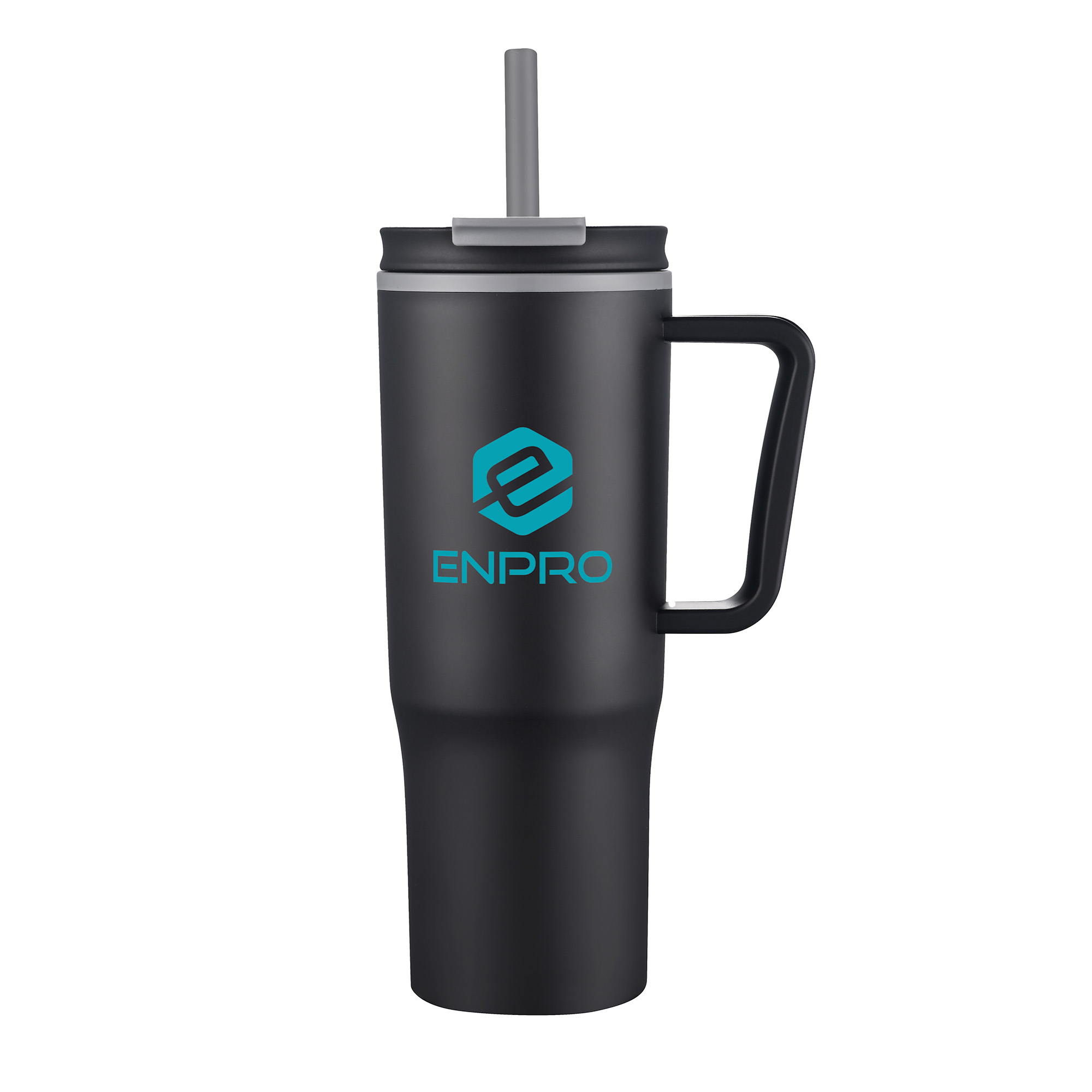30 Oz. Double Wall Mug w/Handle and Straw 1