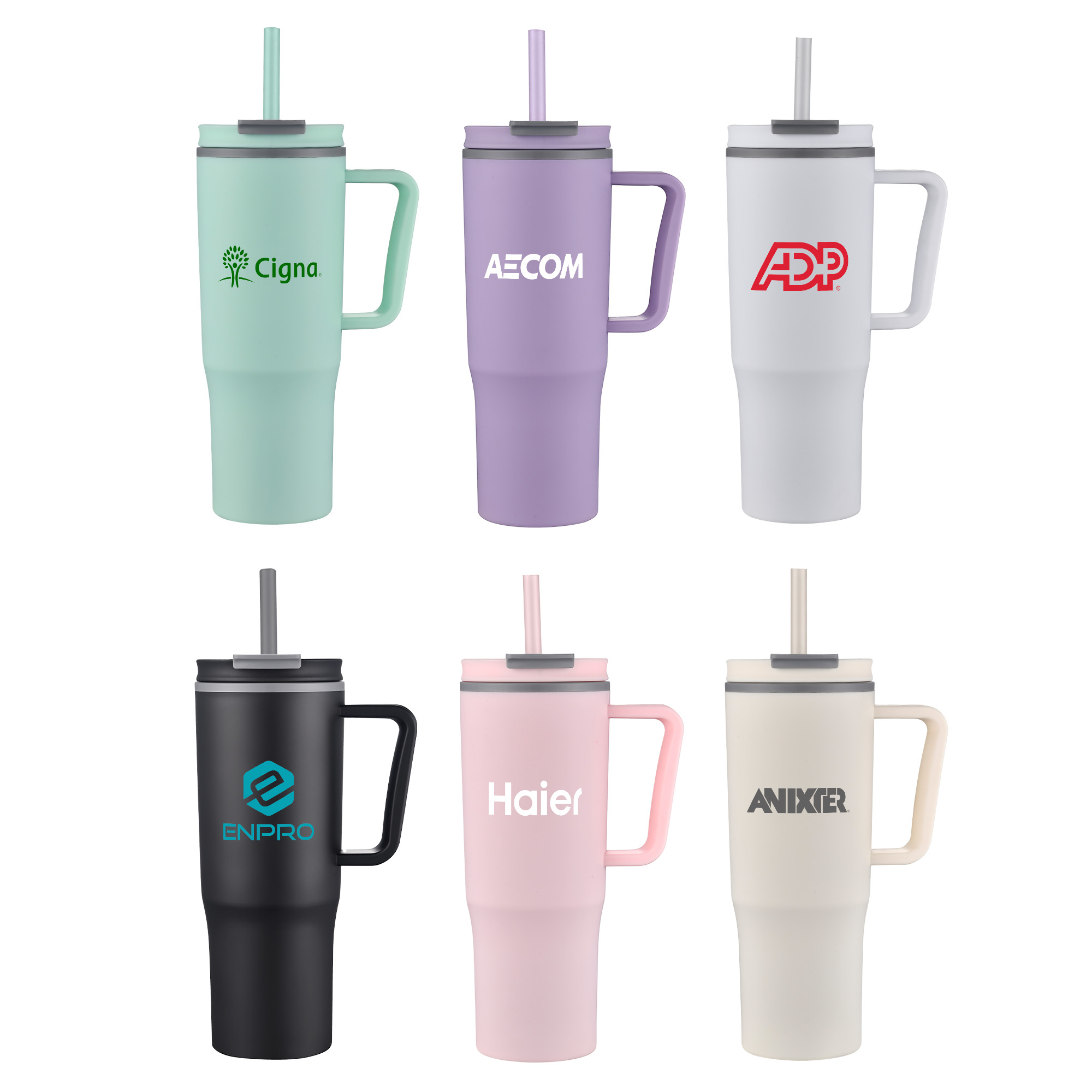 30 Oz. Double Wall Mug w/Handle and Straw 1