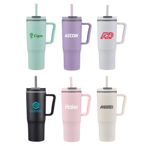 30 Oz. Double Wall Mug w/Handle and Straw 1 30 Oz. Double Wall Mug w/Handle and Straw 1