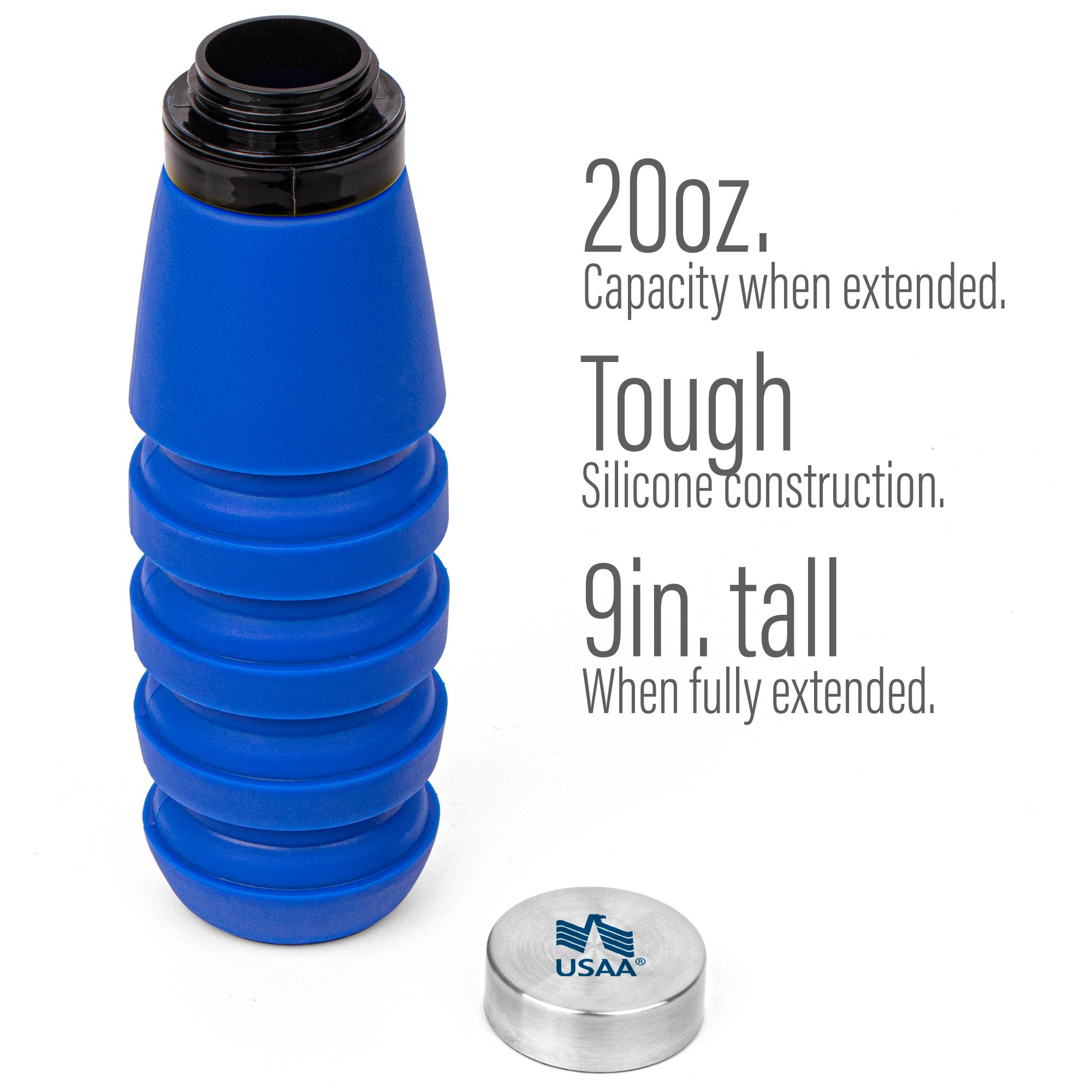 20 Oz. The Whirlwind Collapsible Silicone Water Bottle 1