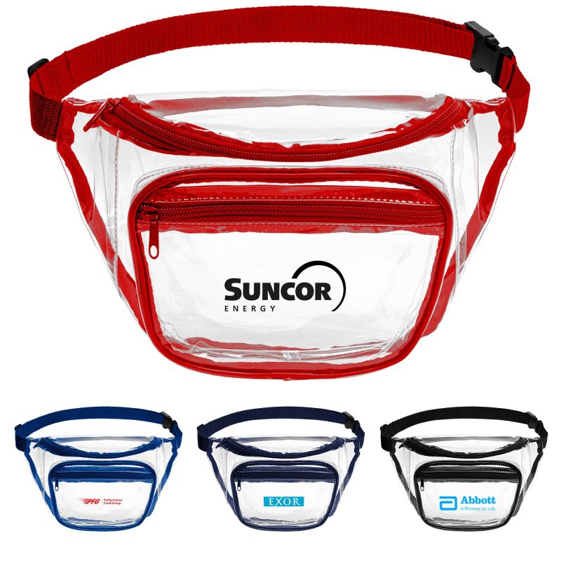 Clear PVC Fanny Pack w/Dual Pockets Large 1 Clear PVC Fanny Pack w/Dual Pockets Large 1