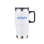 24 Oz. Double Wall Mug w/Clear Closure Lid and Handle - White 24 Oz. Double Wall Mug w/Clear Closure Lid and Handle - White