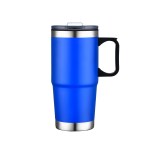 24 Oz. Double Wall Mug w/Clear Closure Lid and Handle - Blue 24 Oz. Double Wall Mug w/Clear Closure Lid and Handle - Blue