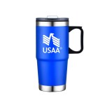 24 Oz. Double Wall Mug w/Clear Closure Lid and Handle - Blue 24 Oz. Double Wall Mug w/Clear Closure Lid and Handle - Blue