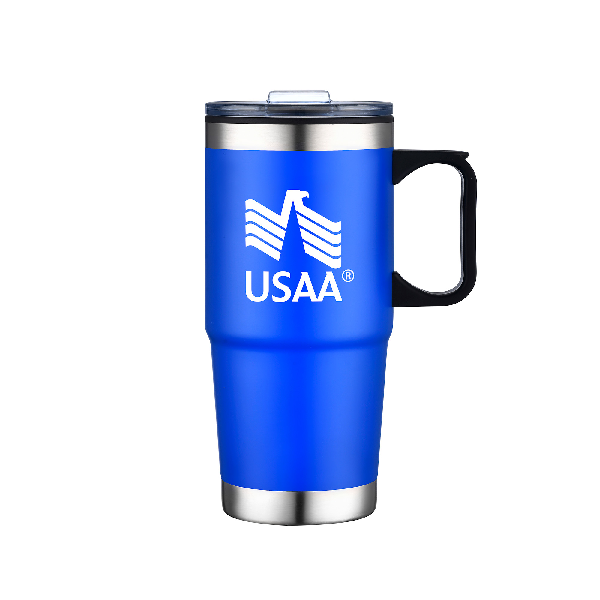 24 Oz. Double Wall Mug w/Clear Closure Lid and Handle 1