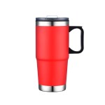 24 Oz. Double Wall Mug w/Clear Closure Lid and Handle - Red 24 Oz. Double Wall Mug w/Clear Closure Lid and Handle - Red