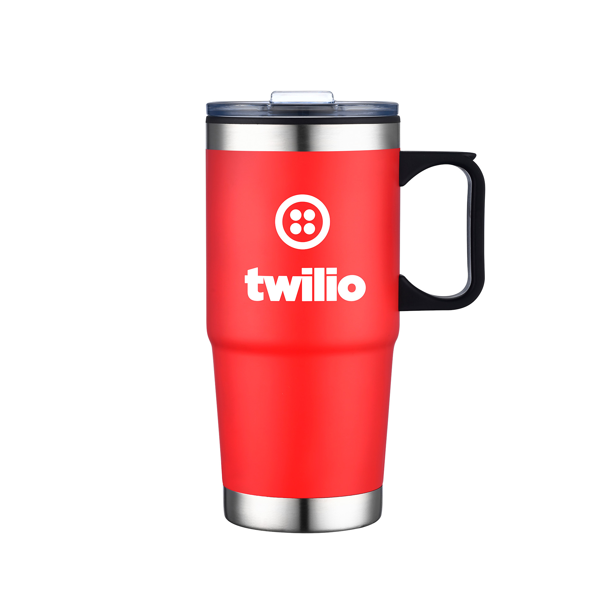 24 Oz. Double Wall Mug w/Clear Closure Lid and Handle 1