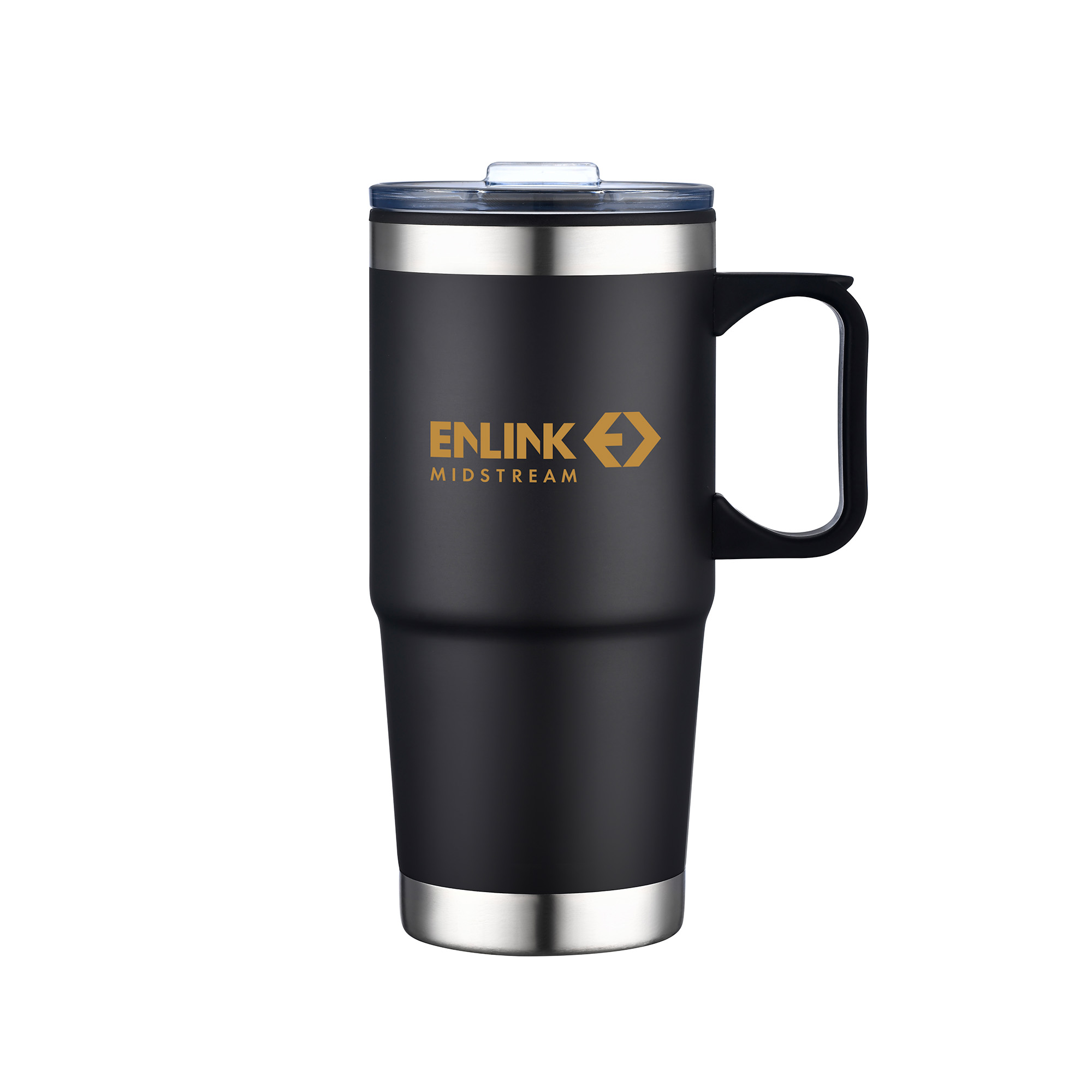 24 Oz. Double Wall Mug w/Clear Closure Lid and Handle 1