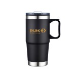 24 Oz. Double Wall Mug w/Clear Closure Lid and Handle - Black 24 Oz. Double Wall Mug w/Clear Closure Lid and Handle - Black