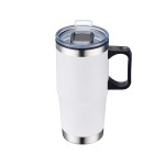 24 Oz. Double Wall Mug w/Clear Closure Lid and Handle - White Angle 24 Oz. Double Wall Mug w/Clear Closure Lid and Handle - White Angle