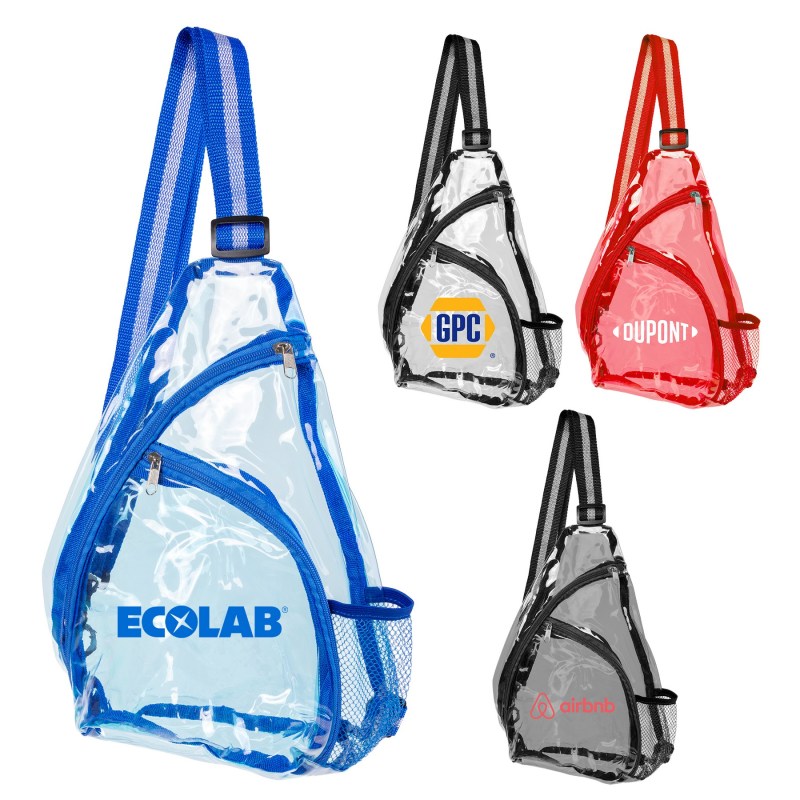 Eco TPU Clear Stylish Sling Shoulder Bag with Side Mesh Pocket 1 Eco TPU Clear Stylish Sling Shoulder Bag with Side Mesh Pocket 1