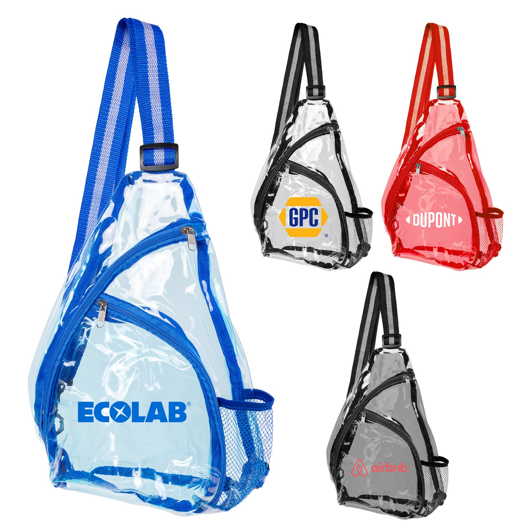 Eco TPU Clear Stylish Sling Shoulder Bag with Side Mesh Pocket 1
