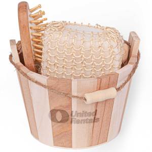 Bamboo Bucket Bath And Massage Set - 5 Pieces 1 Bamboo Bucket Bath And Massage Set - 5 Pieces 1