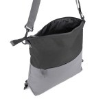Ocean Plastic Two Tone Backpack Tote - Black/Gray Blank Opened Angle Ocean Plastic Two Tone Backpack Tote - Black/Gray Blank Opened Angle