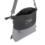 Ocean Plastic Two Tone Backpack Tote - Black/Gray Logo Front Opened Angle Ocean Plastic Two Tone Backpack Tote - Black/Gray Logo Front Opened Angle
