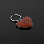 Heart-Shaped Beveled Wood Gun Metal Key Chain 1 Heart-Shaped Beveled Wood Gun Metal Key Chain 1