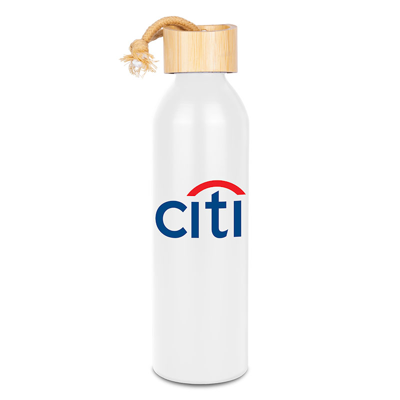 22 Oz. Meriden Aluminum Bottle w/Bamboo Lid & Cotton String Loop 1
