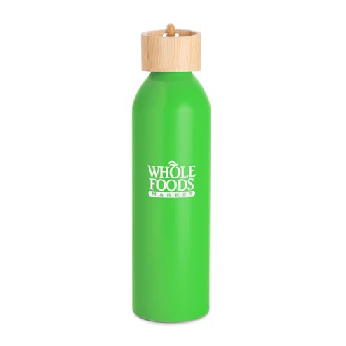 22 Oz. Meriden Aluminum Bottle w/Bamboo Lid & Cotton String Loop 1