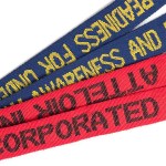 3/4" Woven Text Lanyard (QuickShip) 35-42 Days - Various Logo Close Up 3/4" Woven Text Lanyard (QuickShip) 35-42 Days - Various Logo Close Up