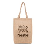 Promotional Jute Tote - Tan Logo Front Promotional Jute Tote - Tan Logo Front