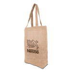 Promotional Jute Tote - Tan Logo Angle Promotional Jute Tote - Tan Logo Angle