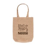 Promotional Jute Tote - Tan Logo Front Promotional Jute Tote - Tan Logo Front