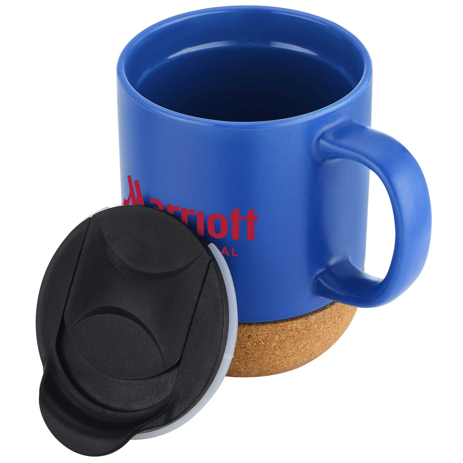 12oz. Cork Bottom Ceramic Mug with Plastic Lid 1