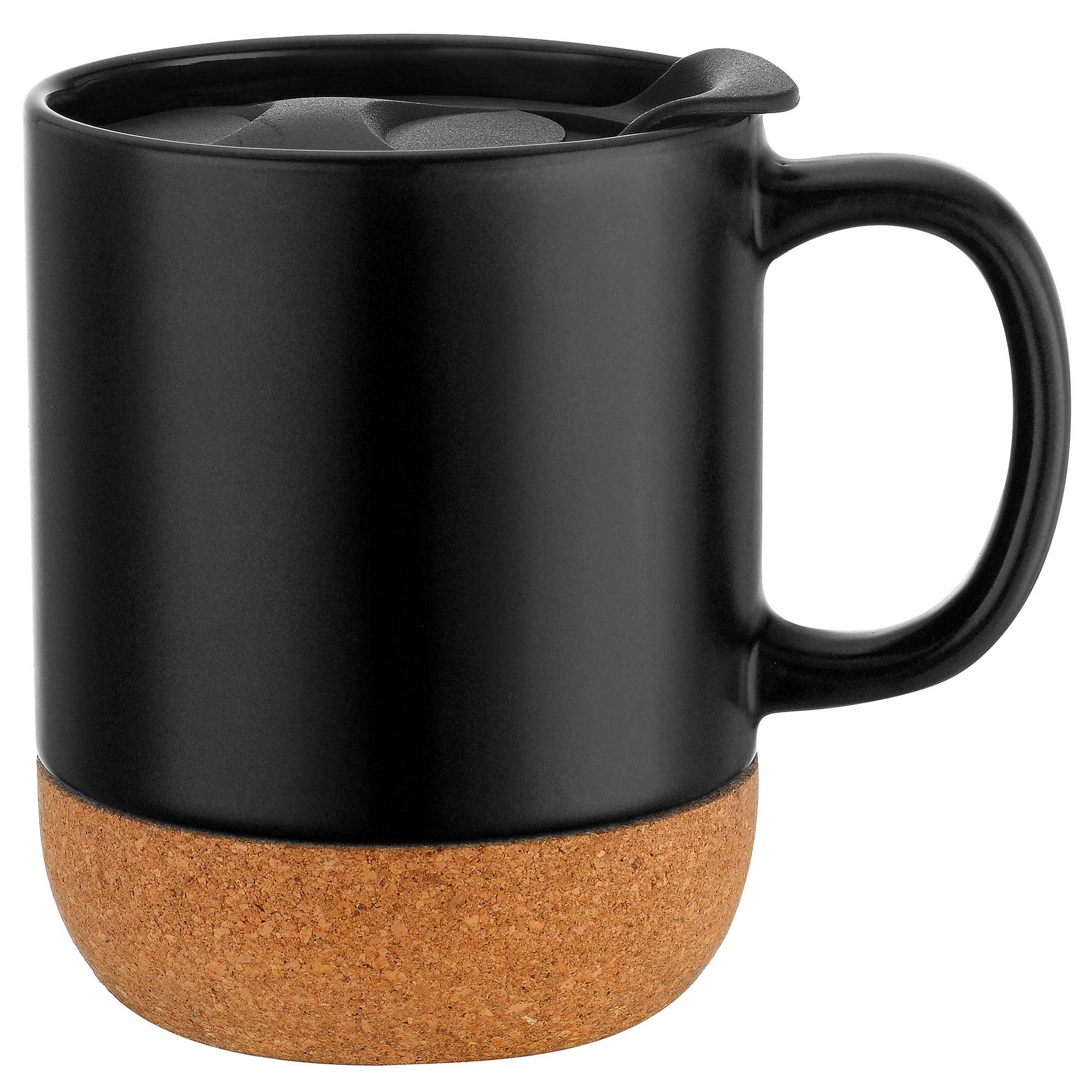 12oz. Cork Bottom Ceramic Mug with Plastic Lid 1