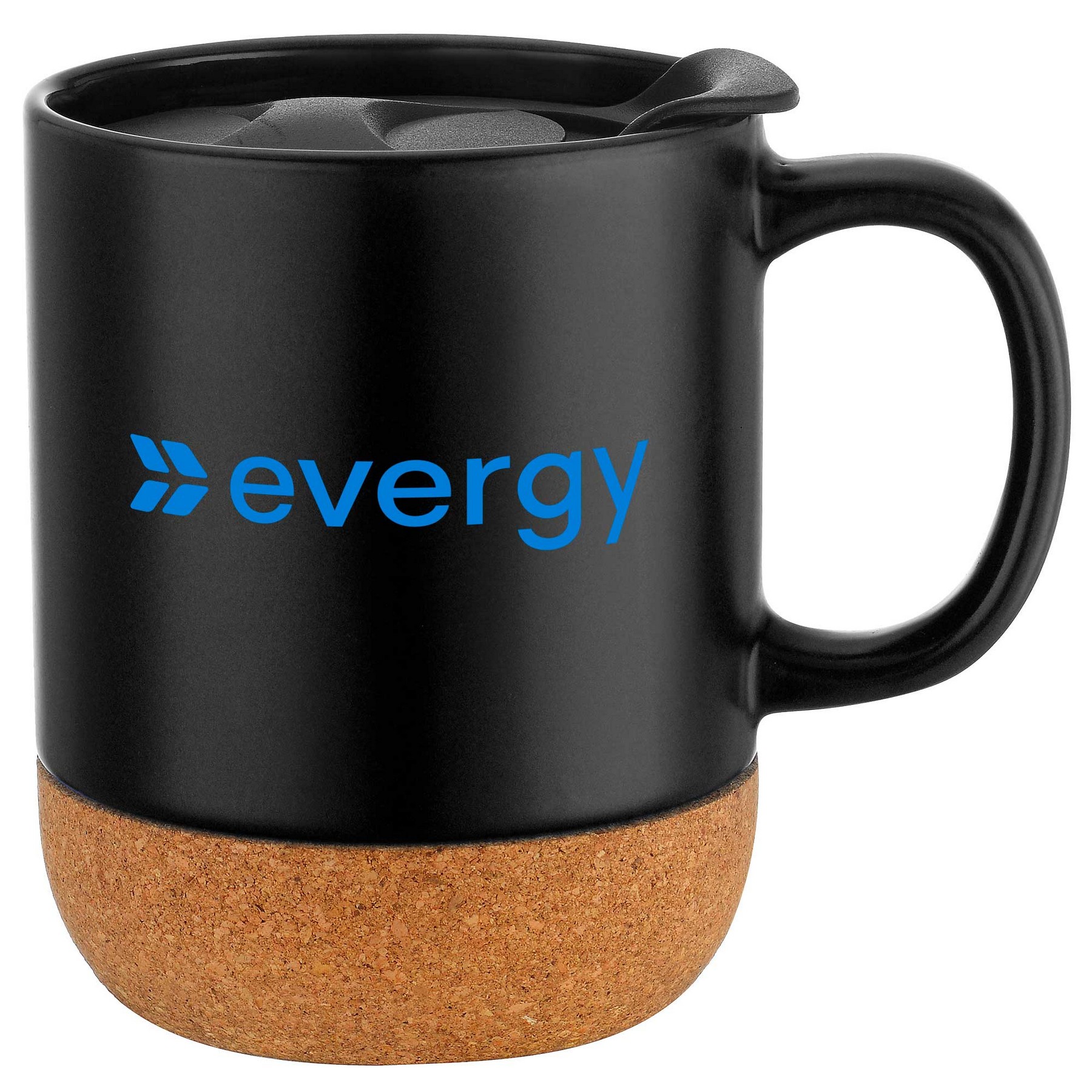 12oz. Cork Bottom Ceramic Mug with Plastic Lid 1