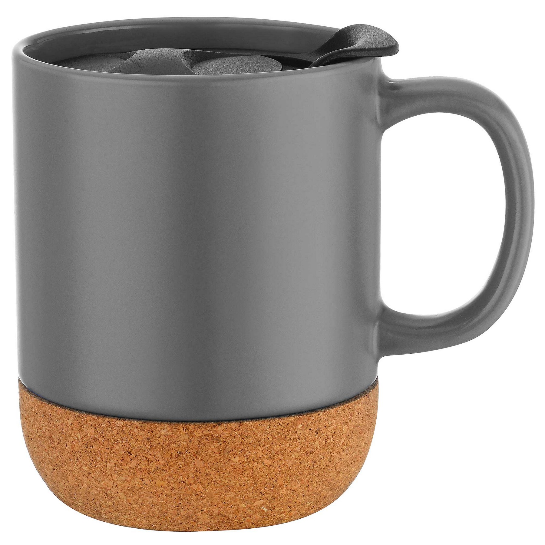 12oz. Cork Bottom Ceramic Mug with Plastic Lid 1