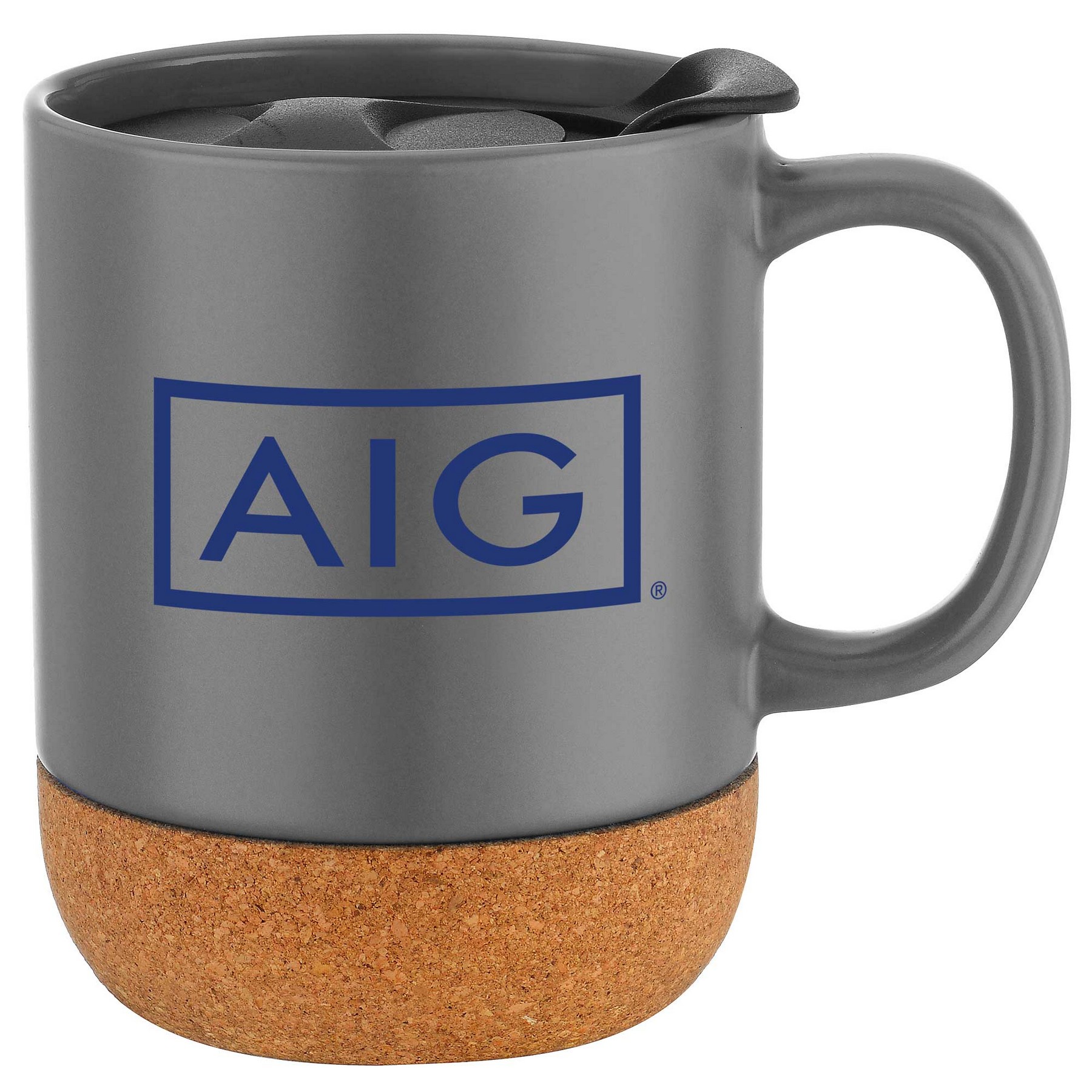 12oz. Cork Bottom Ceramic Mug with Plastic Lid 1
