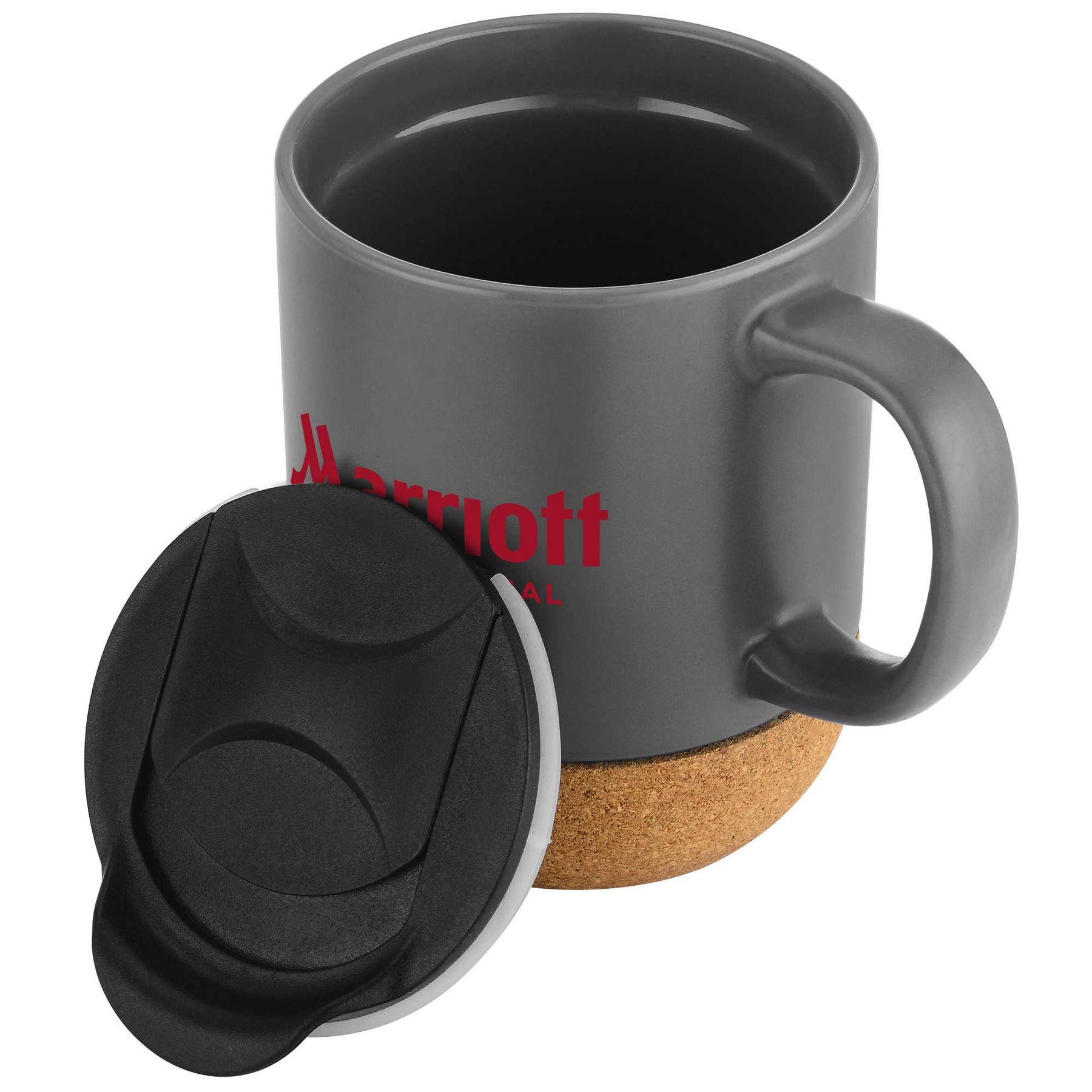 12oz. Cork Bottom Ceramic Mug with Plastic Lid 1