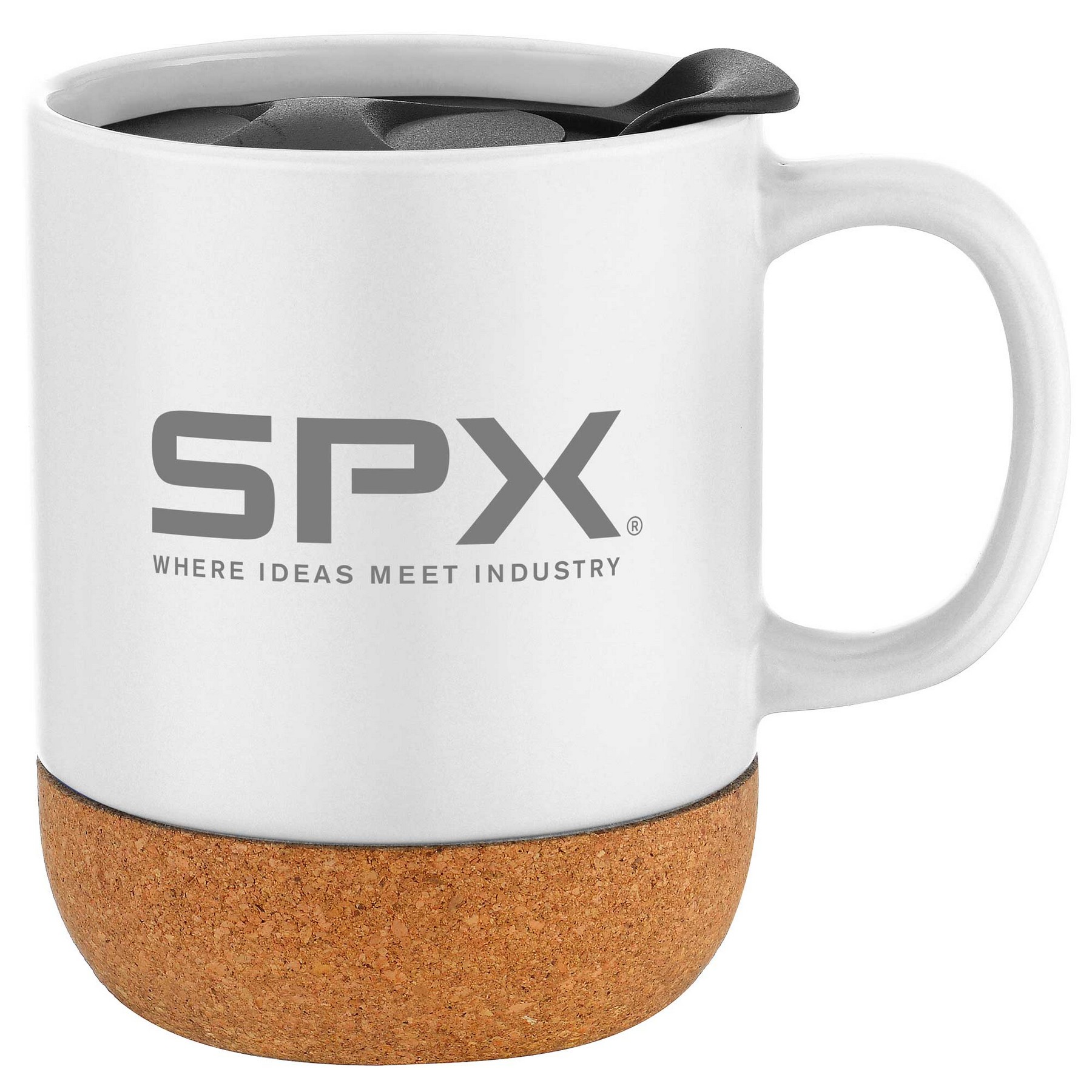 12oz. Cork Bottom Ceramic Mug with Plastic Lid 1