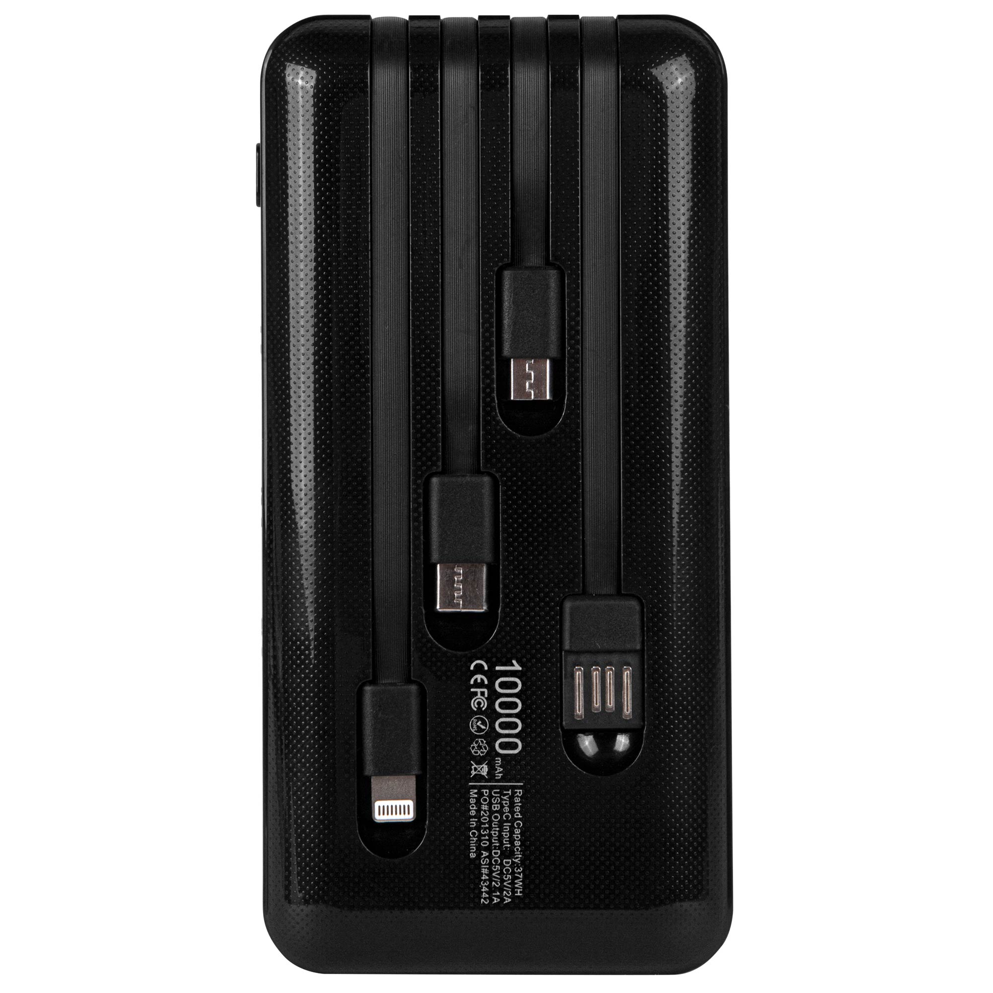 10,000 mAh Power Bank w/Built-In Charge Cables 1