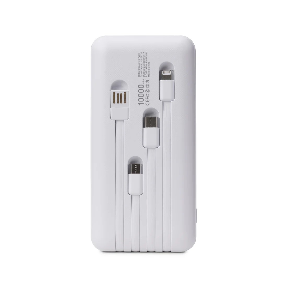 10,000 mAh Power Bank w/Built-In Charge Cables 1