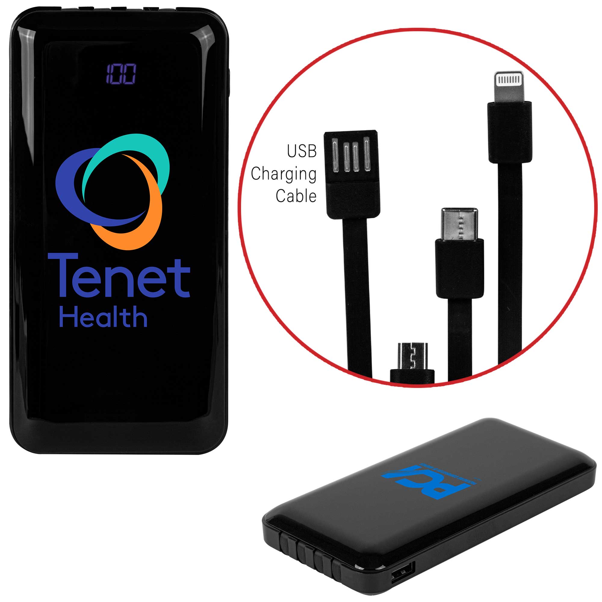 10,000 mAh Power Bank w/Built-In Charge Cables 1