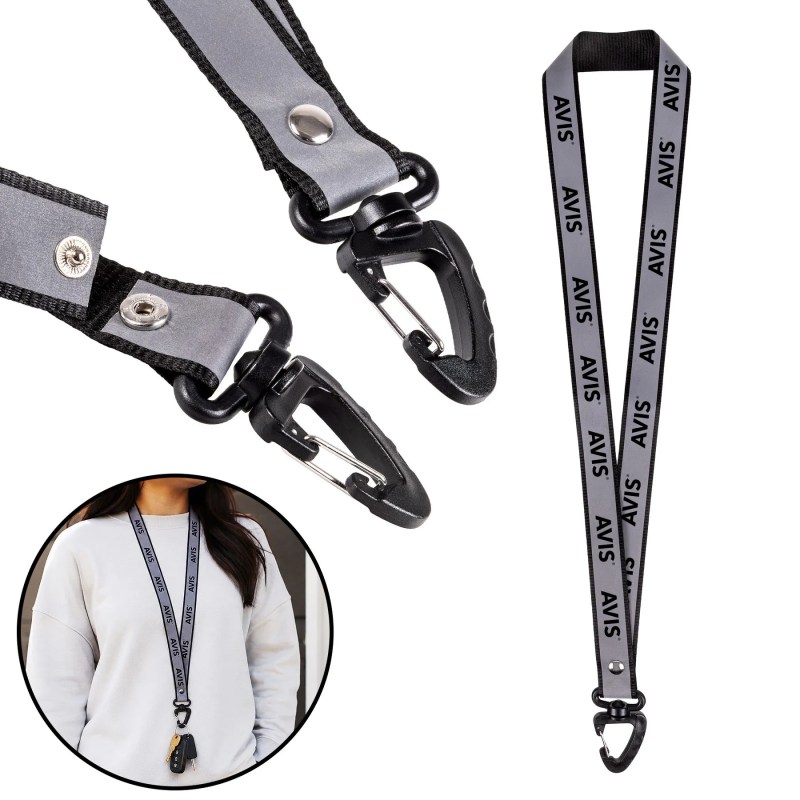 Reflective rPET Lanyard with Swivel Carabiner 1 Reflective rPET Lanyard with Swivel Carabiner 1