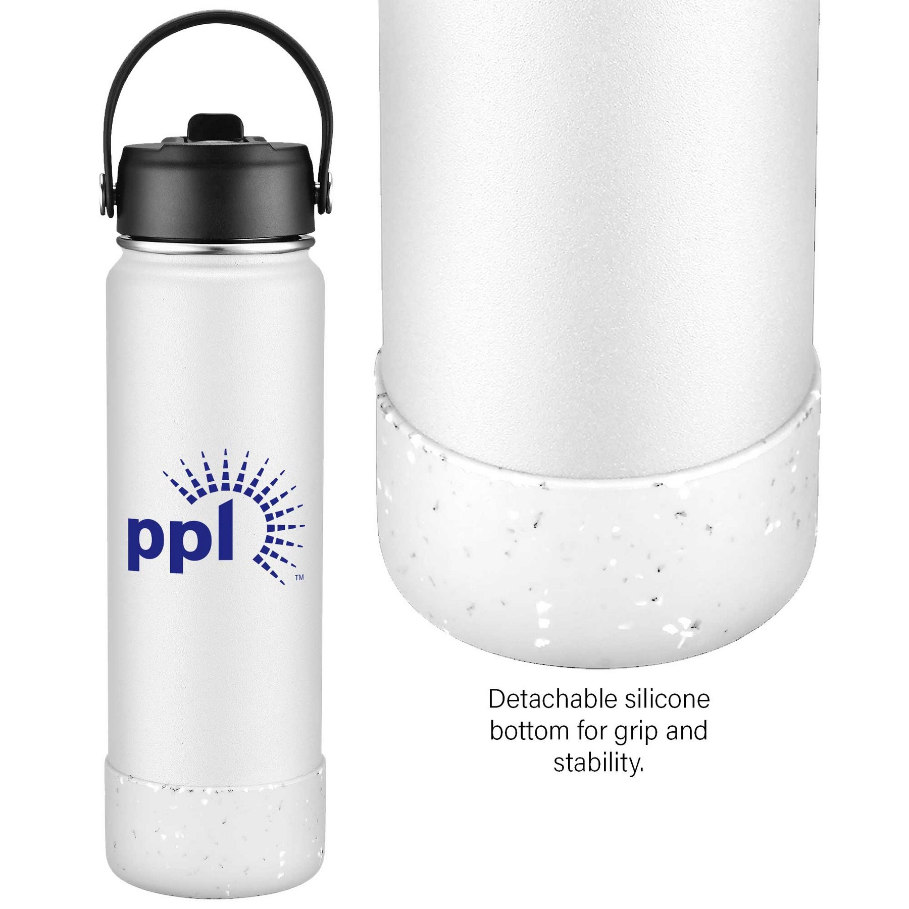 27oz. Stainless Steel Thermal Water Bottle with Flip Straw & Silicone Base 1
