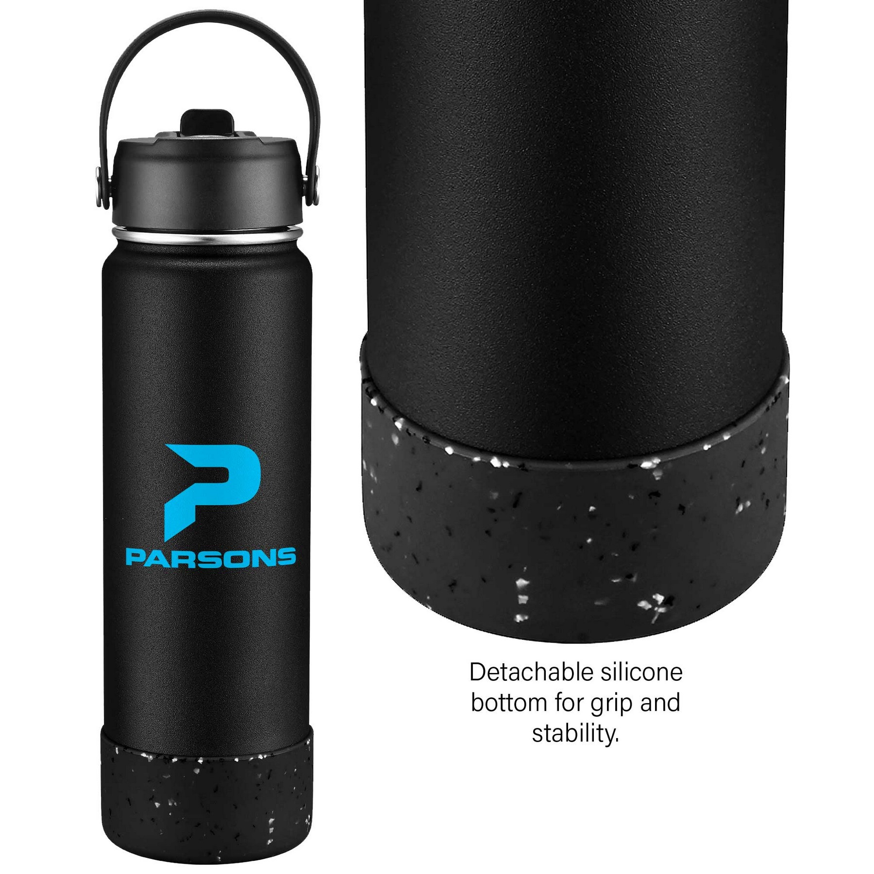 27oz. Stainless Steel Thermal Water Bottle with Flip Straw & Silicone Base 1
