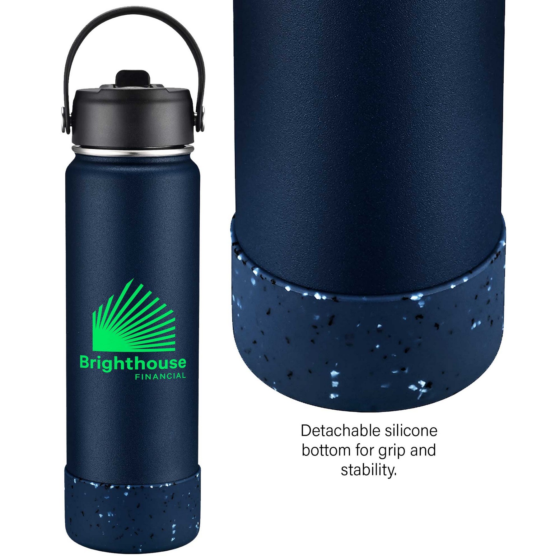 27oz. Stainless Steel Thermal Water Bottle with Flip Straw & Silicone Base 1