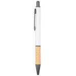 The Gosford Gunmetal Click-Action Ballpoint Pen w/Bamboo Accent - White The Gosford Gunmetal Click-Action Ballpoint Pen w/Bamboo Accent - White