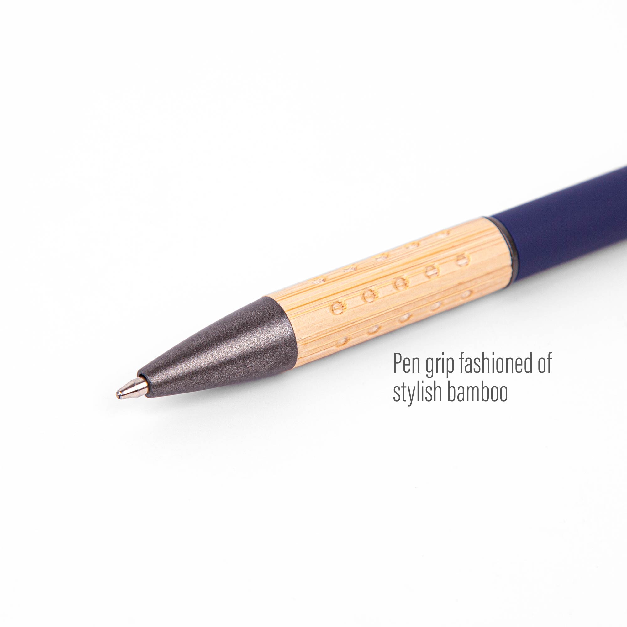 The Gosford Gunmetal Click-Action Ballpoint Pen w/Bamboo Accent 1