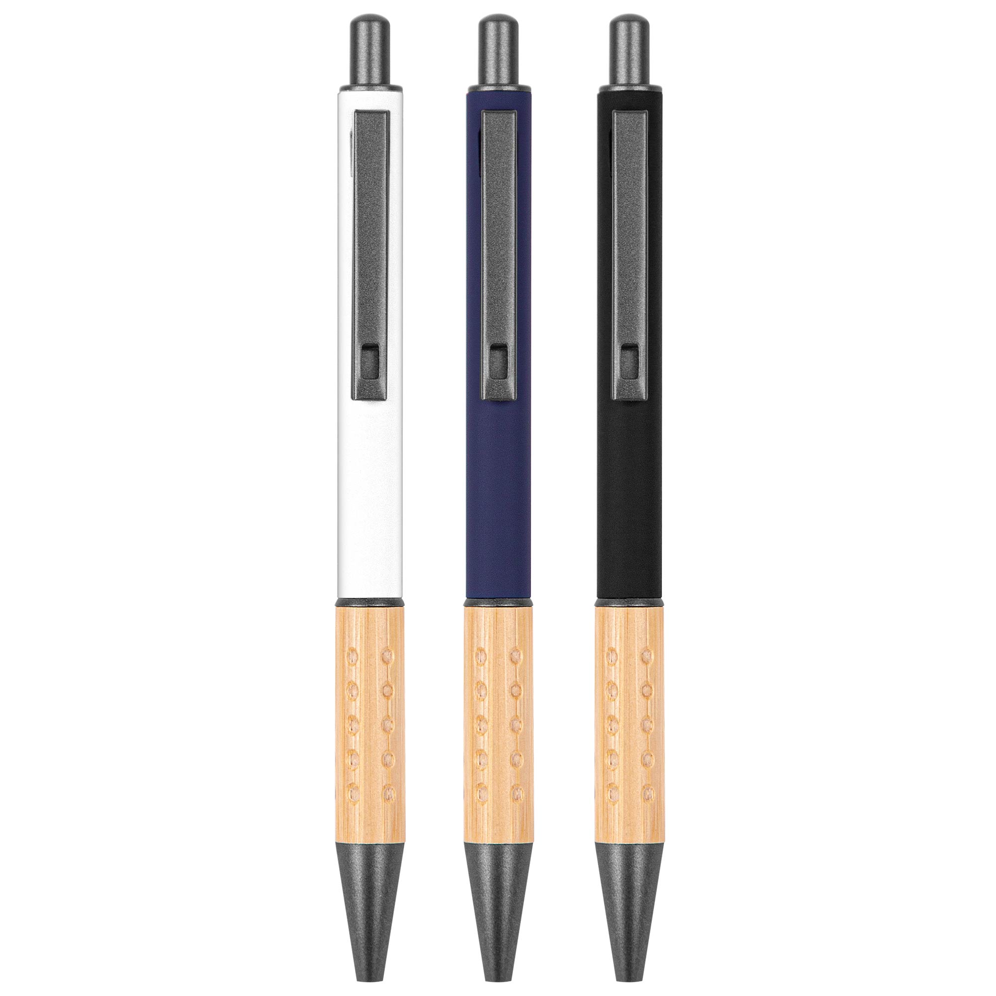 The Gosford Gunmetal Click-Action Ballpoint Pen w/Bamboo Accent 1