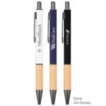 The Gosford Gunmetal Click-Action Ballpoint Pen w/Bamboo Accent - Laser Group The Gosford Gunmetal Click-Action Ballpoint Pen w/Bamboo Accent - Laser Group