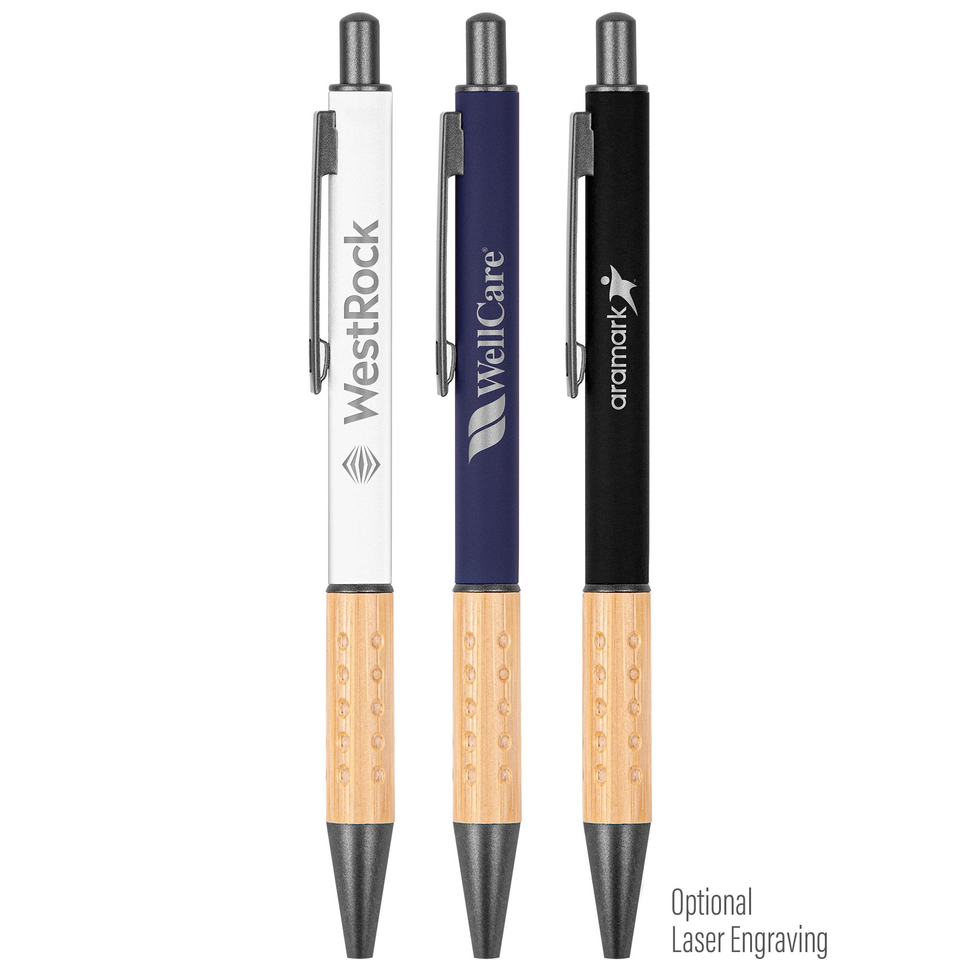 The Gosford Gunmetal Click-Action Ballpoint Pen w/Bamboo Accent 1
