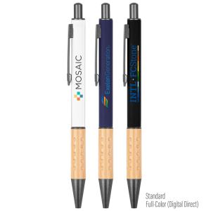 The Gosford Gunmetal Click-Action Ballpoint Pen With Bamboo Accent 1 The Gosford Gunmetal Click-Action Ballpoint Pen With Bamboo Accent 1