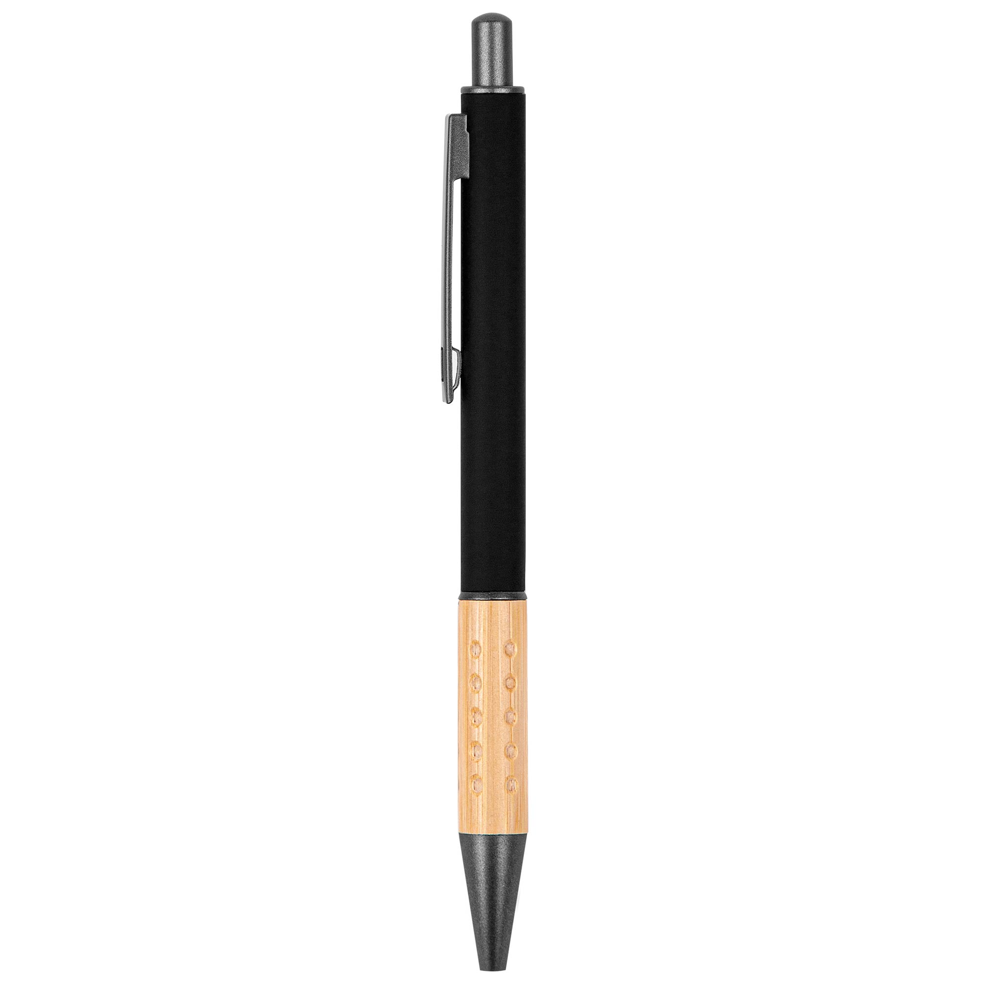 The Gosford Gunmetal Click-Action Ballpoint Pen w/Bamboo Accent 1